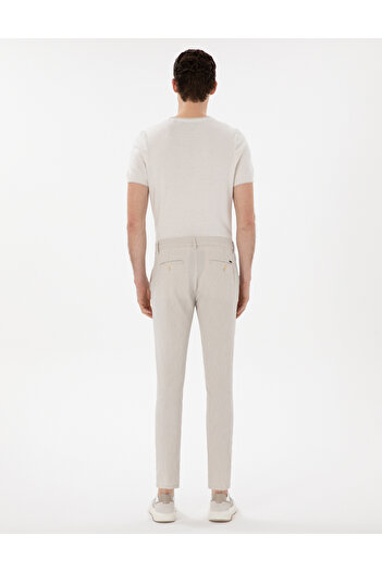 Pierre Cardin Bej Slim Fit Gofre Yazlık Kanvas Pantolon 50305235-VR011