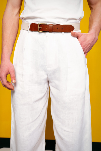 GIESTO 100% Linen White Trousers