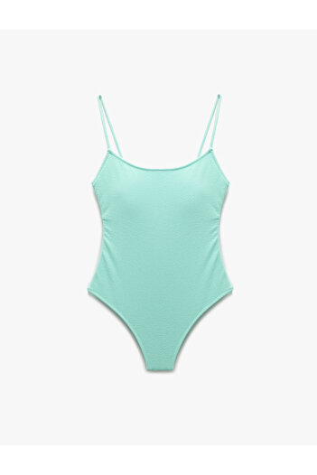 Koton Lightly Supported Textured Thin Strap Fit Swimsuit