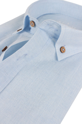 Varetta Men's Ice Blue Short Sleeve Linen Effect Pocket Summer Trend Cotton Shirt