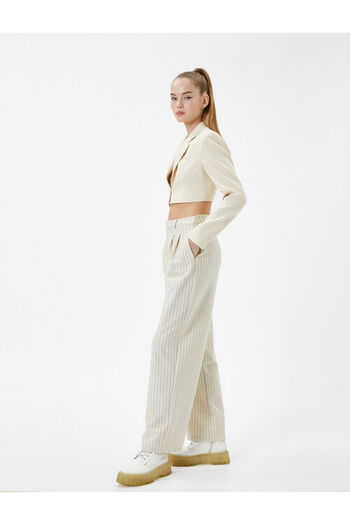Koton Palazzo Trousers High Waist Pocket Pleat Detailed Comfortable Cut