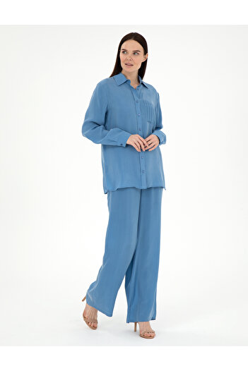 Pierre Cardin İndigo Kupro Kumaş Loose Fit Pantolon 50305978-VR028