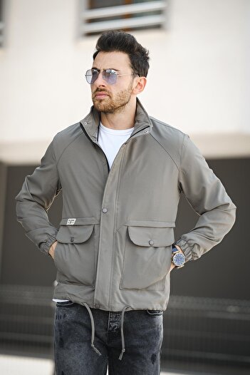 Oksit Ανδρικό εποχιακό παλτό Juan Slim Fit - Αδιάβροχο, με λεπτομέρεια από δαντέλα και κουκούλα