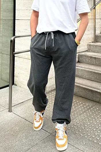 North London Ανδρικό φούτερ Jogger Oversize με δύο κλωστές εποχιακό κομμάτι ανθρακί