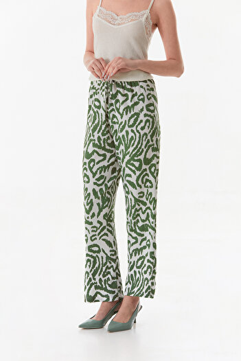 Fulla Moda Patterned Wrinkled Fabric Wide Leg Trousers