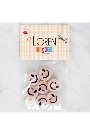 CT STONES Loren Crafts 8-Pack Smiley Face Button - 1026