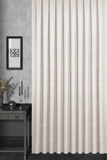 MARİTSA Background Curtain - Jacquard Series Flora Pattern Cream Tight Pleat (1X3) Single Wing Curtain