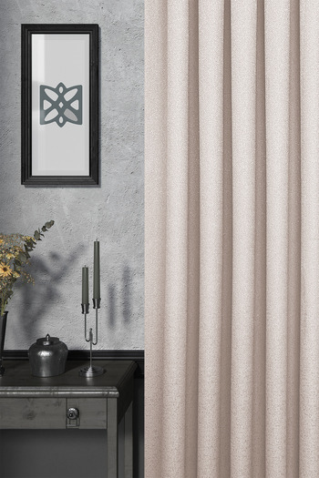 MARİTSA Background Curtain - Jacquard Series Flora Pattern Beige Dense Pleat (1X3) Single Wing Curtain