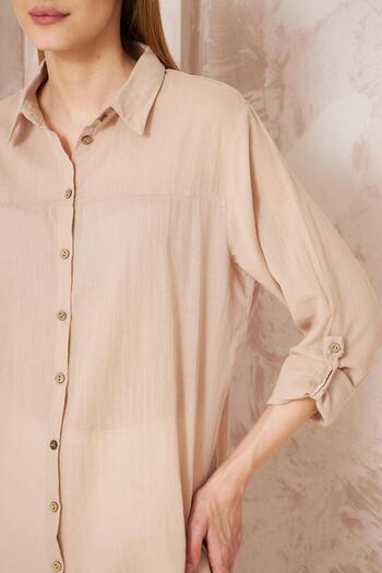 White By Nature Beige Women's Shirt - Crown Sile Cloth Design