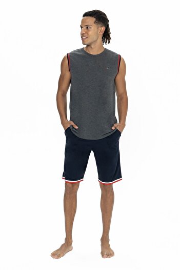 U.S. Polo Assn. U.S. Polo Assn. 18872 Men's Sleeveless Crew Neck Shorts Pajama Set-Anthracite Melange