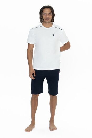 U.S. Polo Assn. U.S. Polo Assn. 18905 Men's Short Sleeve Bicycle Collar 3-Piece Pajama Set-Ecru