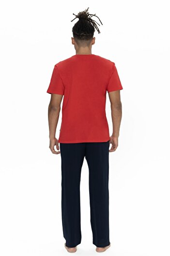 U.S. Polo Assn. U.S. Polo Assn. 18895 Male Short-Sleeve Cycling Collar Pajamas Set-Red