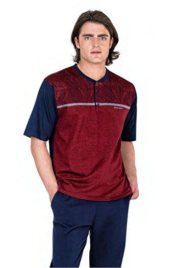 Pierre Cardin 6053 Men's Short Sleeve Jacquard 3-Piece Pajamas Set