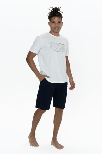 U.S. Polo Assn. Πόλο Ασν. 18903 Ανδρικό κοντομάνικο Crew Neck Σετ πιτζάμες 3 τεμαχίων-Ecru