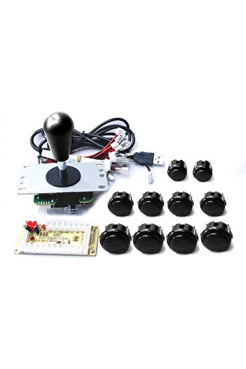 Choice مجموعة أدوات DIY لوحدة التحكم في الألعاب SANWA ذات 8 اتجاهات وعصا التحكم وأزرار الضغط للكمبيوتر الشخصي Raspberry 1P باللون الأسود