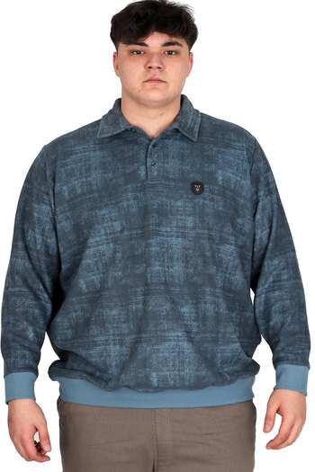 ModeXL Hanorac pentru bărbați cu gât polo - Plus Size, imprimat, Thessaloniki U24440 Blue