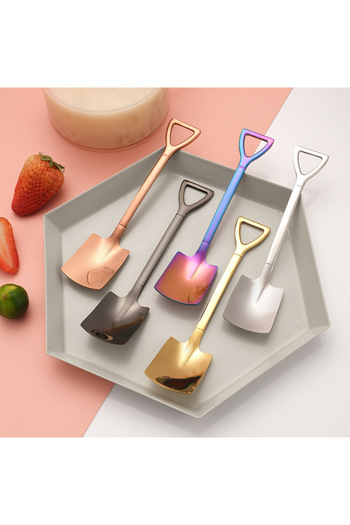 jojobebek Black Color Stainless Steel Shovel Type Spoon (2 Pieces), Fork (1 Piece) + Storage Box