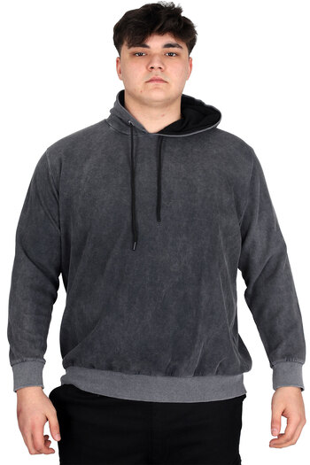 ModeXL Чоловічий світшот з капюшоном - Mode XL, великий розмір, білий, кислотне прання Interlok U24167