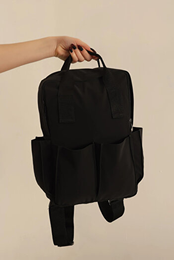 Monalisa Home Black Unisex Essential Canvas Fabric Backpack
