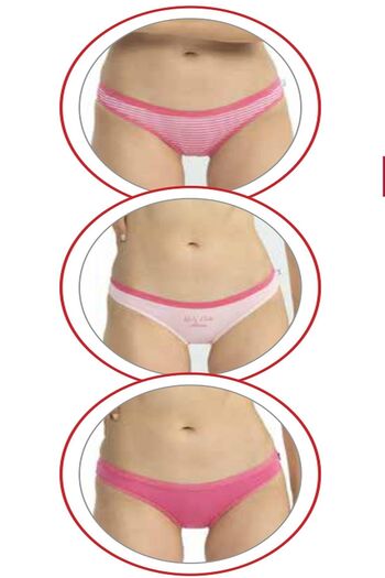 U.S. Polo Assn. U.S. Polo Assn. 66433 Women's Mixed Pattern Cotton 3-Piece Slip Panties-Fuchsia