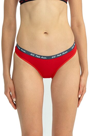 U.S. Polo Assn. U.s Polo Assn. 66428 Kadın Karışık Desen Pamuklu 3'lü Slip Külot-Lacivert