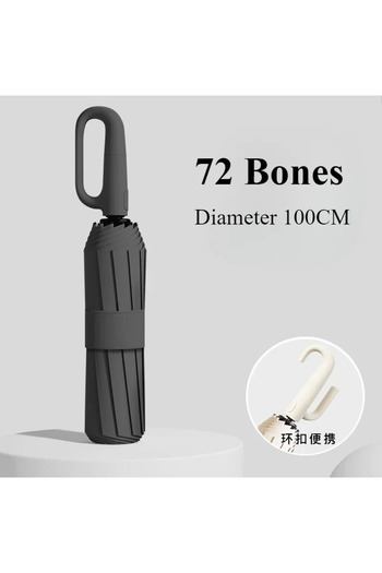 Choice black-72 bones Strong Windproof Automatic Umbrella Sunshade UV Protection Folding Men's Umbrella Buc