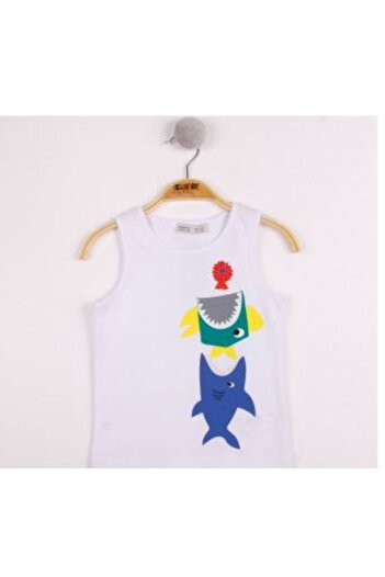 Toontoy Boy's Fish Printed Tank Top with Pockets