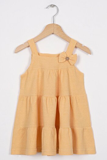 zepkids Mustard Color Girl's Dress with Bow Detail