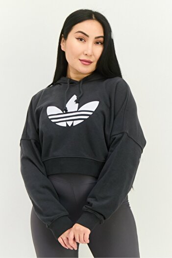 adidas Women Sportswear Fit Long Sleeve Outdoor Hoodie, Charcoal
