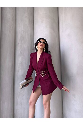 SUXİRCNHTMTS Women's Jacket with Stylish Belt Detail