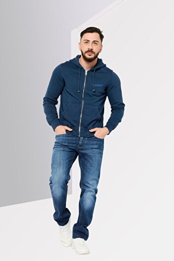 Diesel Men Vintage Logo Hooded Bomber Jacket, Dark Blue