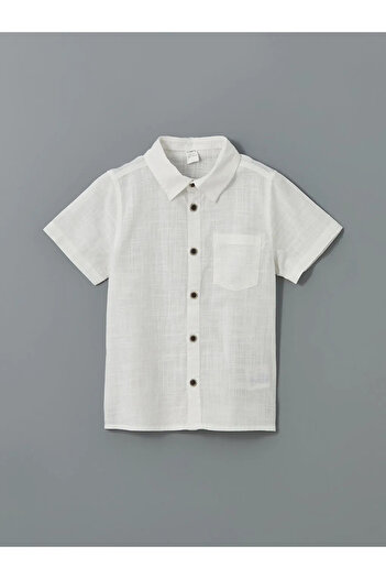 LC Waikiki Lcw Kids White Short Sleeve Pocket Boy's Poplin Shirt