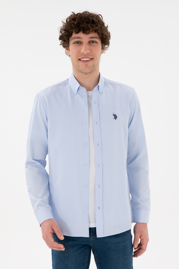 U.S. Polo Assn. Ανδρικό γαλάζιο μακρυμάνικο πουκάμισο Basic 50296777 -VR003