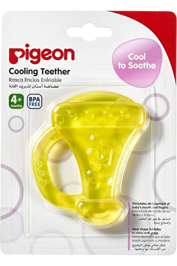 Pigeon Pigeon Cooling Teether, With Sterilized Water, Wide Handle, Bpa Free, Trumpet, Yellow