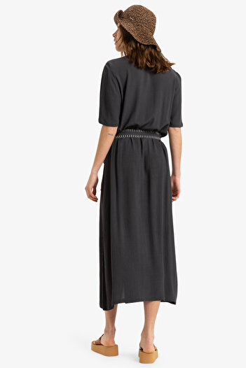Roxy Μίντι Γυναικείο Φόρεμα - Crinkle Viscose Fabric, 130g/m2 Μήκος