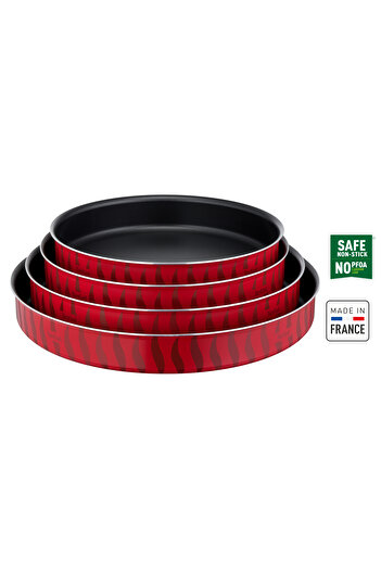TEFAL Baking Pans | Tempo Flame 4-Piece Set | Kebbe Dishes 28/30/34/38cm | Non-Stick | Red