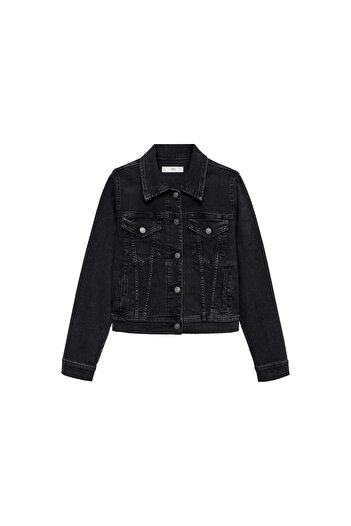 MANGO Jachetă de damă din denim neagră 77110283