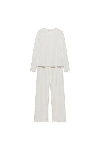 MANGO Woman Pantaloni albi de pijama de damă 77050575