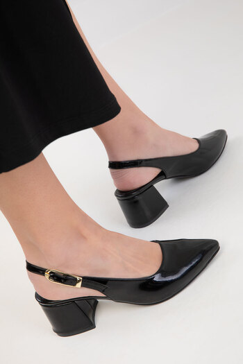 SOHO Black Patent Leather Women's Classic Heeled Shoes 20379