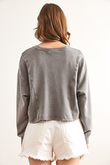 Olalook Women's Gray Modal Content Washable Sweatshirt Swt- 19000715