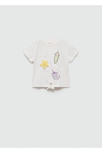 MANGO Woman Бяла тениска Cherry Girl 67007951