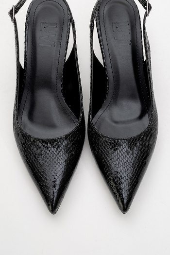 LuviShoes Value Black Patterned Women's Heeled Shoes