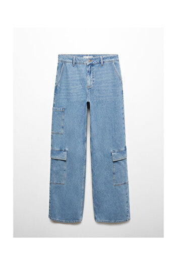 MANGO Woman Loose cargo jeans with pockets