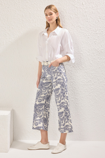 Trendyol Collection Multicolor Ethnic Pattern Regular Waist Culotte Jeans Twoss25Je00247