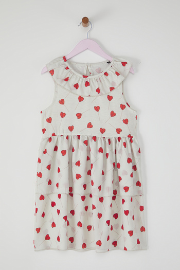 TRENDYOLKIDS Ecru Midi Heart Knitted Dress Tkdss25El00066