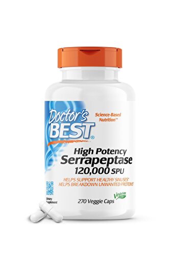 Doctor's Best Doctors Best High Potency Serrapeptase, Supports Sinus Health, Non-GMO, Vegan 270 Veggie Caps