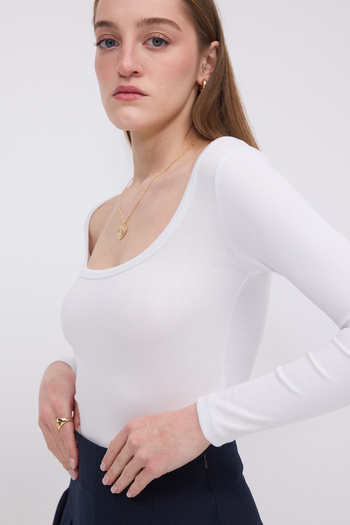 Addax U-Neck Long Sleeve Modal Blouse B13799-P4