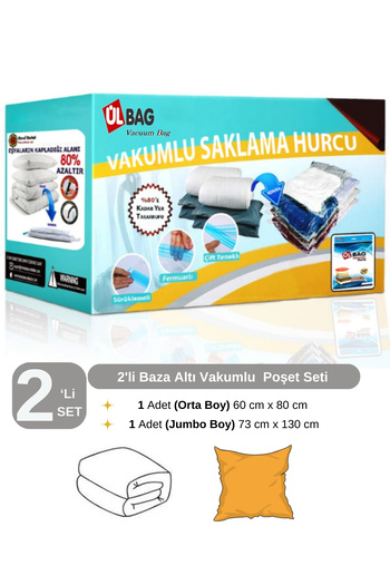 ÜLBAG Marufmarket Set of 2 Vacuum Bags (1 Medium Size - 1 Large Size)( Clothes And Blanket Scrap)vakumhurcu
