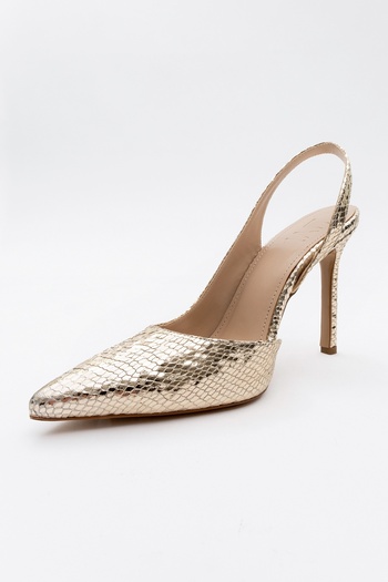 LuviShoes TWİNE Altın Desenli Kadın Topuklu Ayakkabı