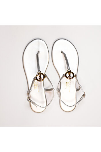 Tkees Women's Silver Stylish Buckle Sandals